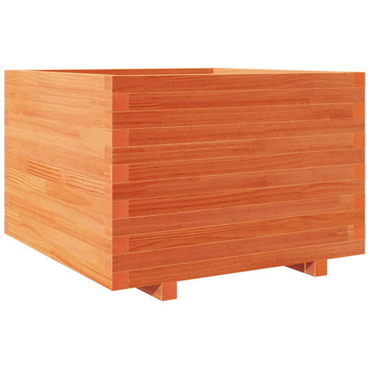 Jardinera Madera Maciza De Pino Marrón Cera 70x70x49,5 Cm_0