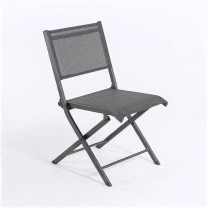 Silla De Exterior Plegable, Tamaño: 48x48x84 Cm, Aluminio Doble Reforzado Color Antracita, Textilene Color Plata Y Negro_2