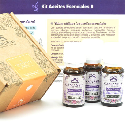 Kit de óleos essenciais de Tea Tree, Laranja e Hortelã-Pimenta Camassia 10 ml
