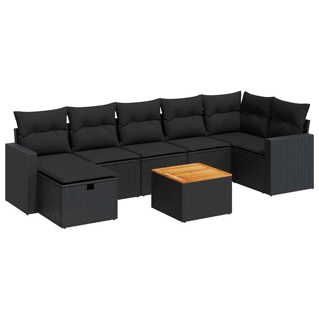 Set De Sofás De Jardín Y Cojines 8 Piezas Ratán Sintético Negro / Vetonek_2