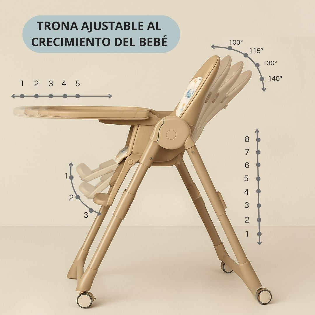Trona Khaki Evolutiva 3 En 1 | Plegable Y Portátil Con Altura | Reposapiés | Respaldo Y Bandeja Todo Ajustables_4