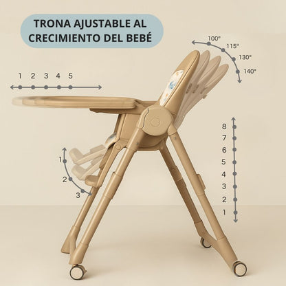 Trona Khaki Evolutiva 3 En 1 | Plegable Y Portátil Con Altura | Reposapiés | Respaldo Y Bandeja Todo Ajustables_4