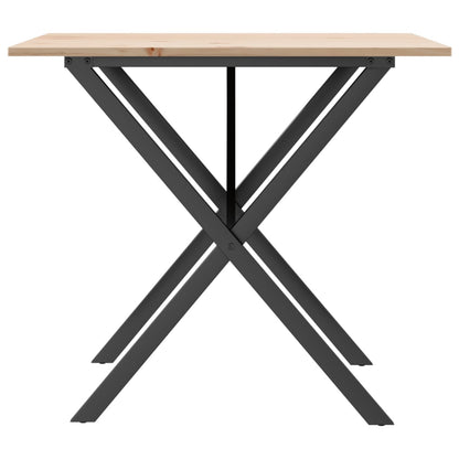 Mesa De Comedor Marco X Madera Maciza Pino Y Acero 90x90x75 Cm_3