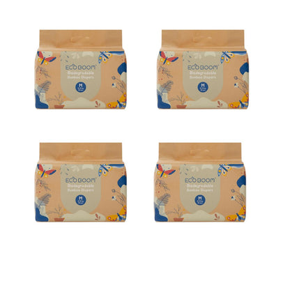 ECOBOOM - Fralda de Bambu Eco Boom. 70% biodegradável, hipoalergénica (tamanho 3/M, 6-10 kg, embalagem de 4 fraldas, total de 128 fraldas)