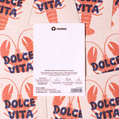 Postal Plantable Dolce Vita Semillas de Flores | Papel de Algodón Reciclado | Regalo Original - Resetea_3