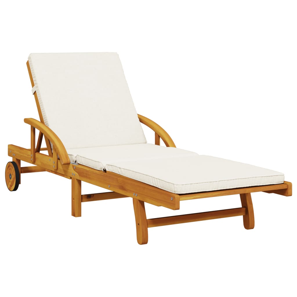 Tumbonas Con Cojines 2 Uds Madera Maciza De Acacia 200x68x83 Cm / Vetonek_4