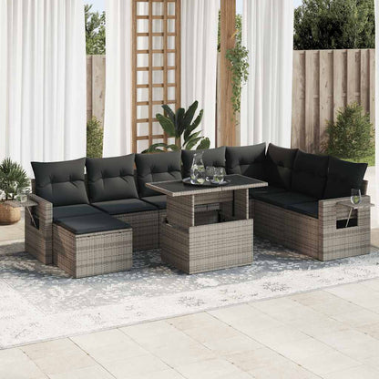Set De Sofás De Jardín Con Cojines 9 Pzas Ratán Sintético Gris / Vetonek_1