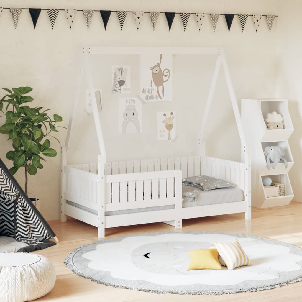 Estructura De Cama Para Niños Madera De Pino Blanco 70x140 Cm / Vetonek_1