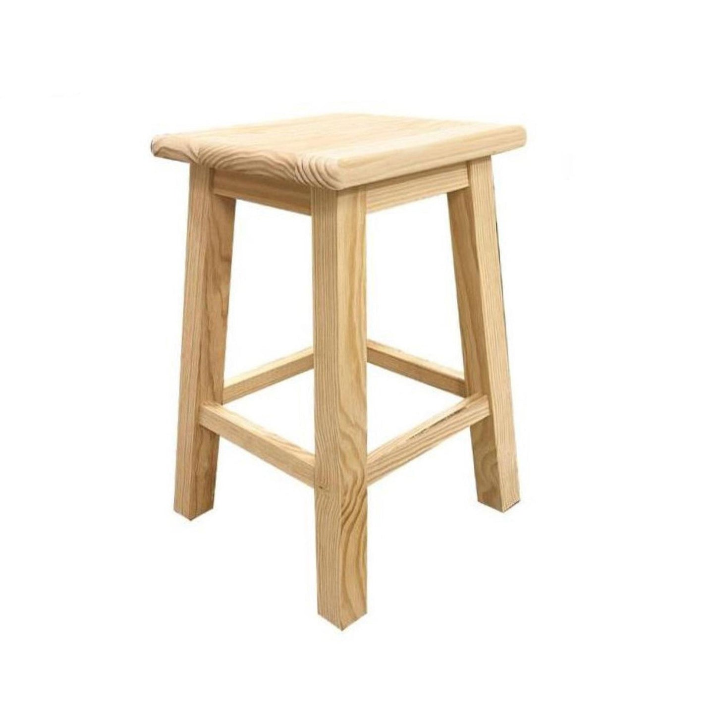 Well Home Taburete de Madera Maciza Cuadrado Color Natural (31 x 31 x 50 cm)_0
