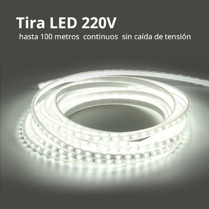 Tira Led 220v Smd2835, 60led/m, 1 Metro Con Conectores Rápidos, 20cm Corte, Blanco Frío_4