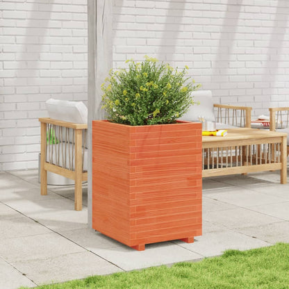 Jardinera Madera Maciza De Pino Marrón Cera 50x50x72,5 Cm_2