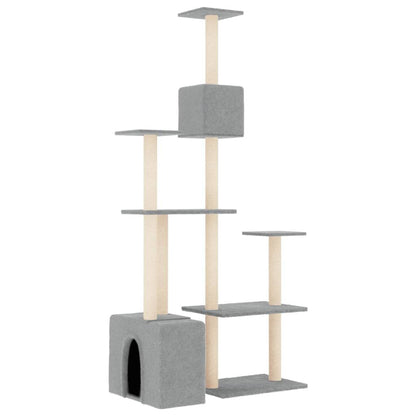 Vidaxl Rascador Para Gatos Con Postes De Sisal Gris Claro 180 Cm_4