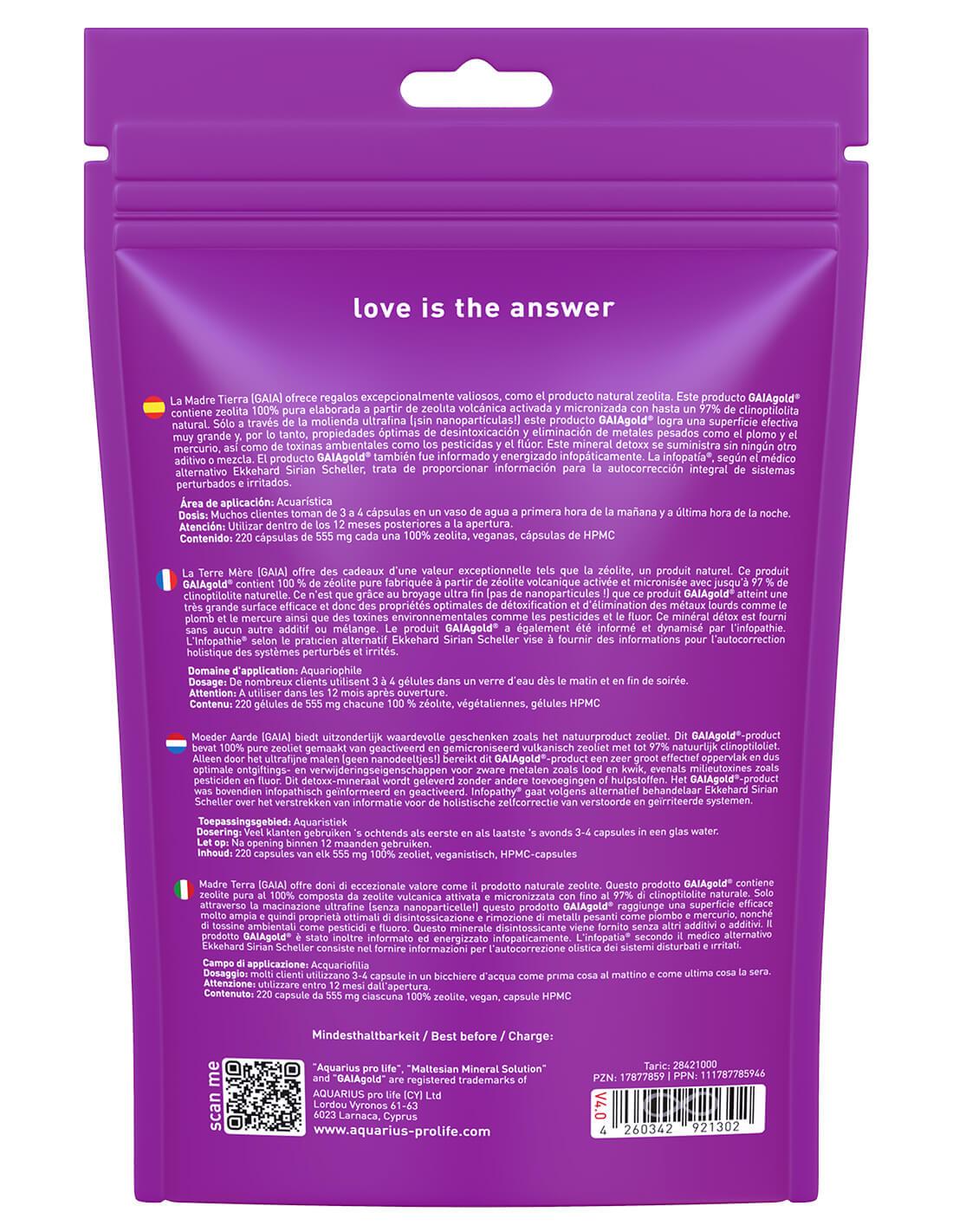 Aquarius Pro Life - Zeolita Pura 220 Detox-caps