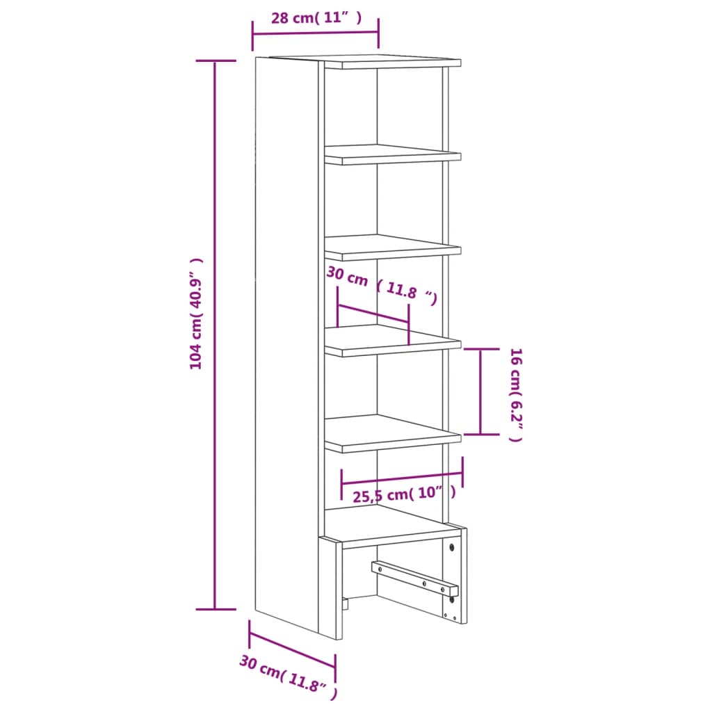 Mueble Zapatero Madera Maciza De Pino Marrón Cera 28x30x104 Cm / Vetonek_4