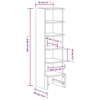 Mueble Zapatero Madera Maciza De Pino Marrón Cera 28x30x104 Cm / Vetonek_4