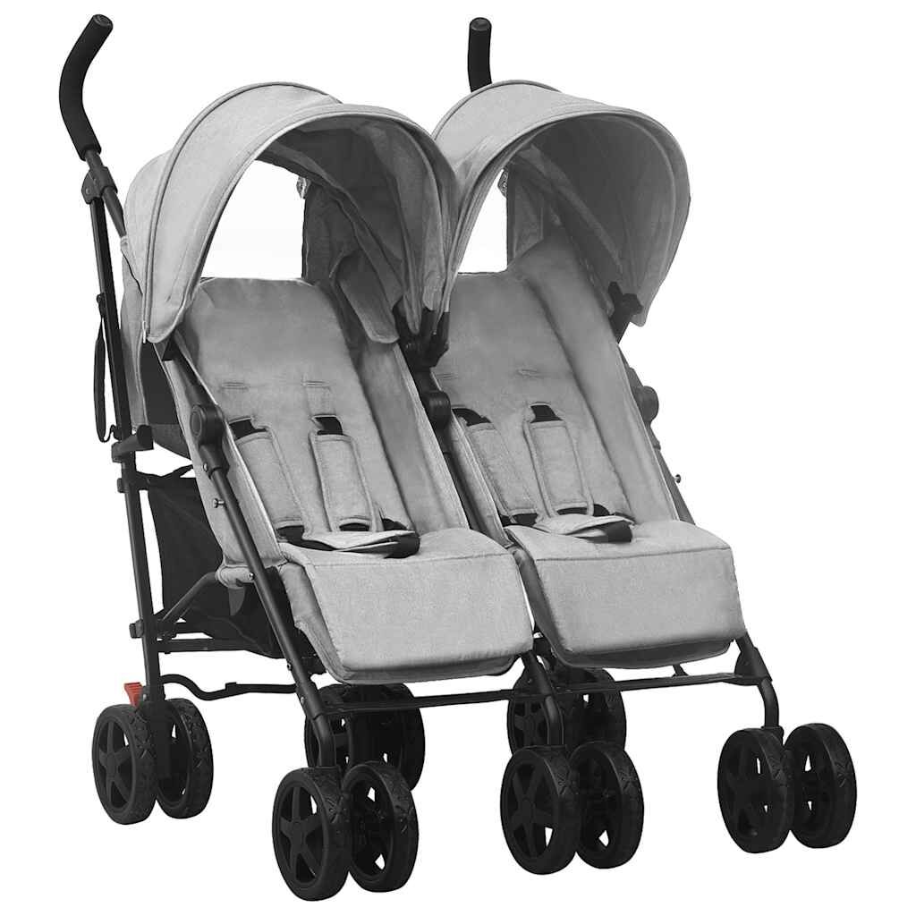 Vidaxl Carrito Para Gemelos De Acero Gris Claro_0