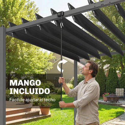 Outsunny Pérgola De Jardín 3x5,7 M Con Techo De Lamas Ajustable Upf50+ Gris_5