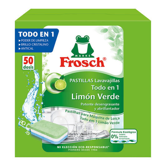 Pastilhas Lava-Louça Tudo em 1 Limão Frosch 50 unidades