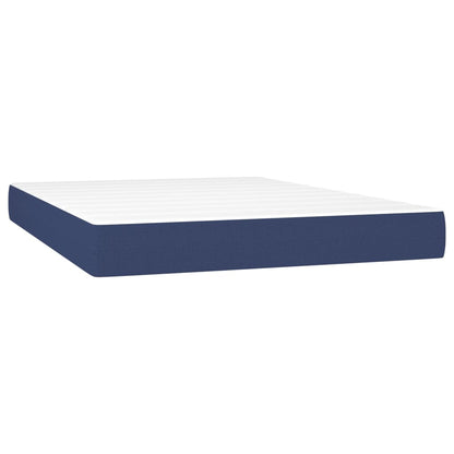 Cama Box Spring Con Colchón Y Led Tela Azul 140x200 Cm / Vetonek_5