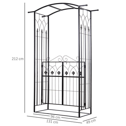 Outsunny Arco De Jardín Con Puerta Enrejado De Metal 131x49x212cm Con Cerradura_2