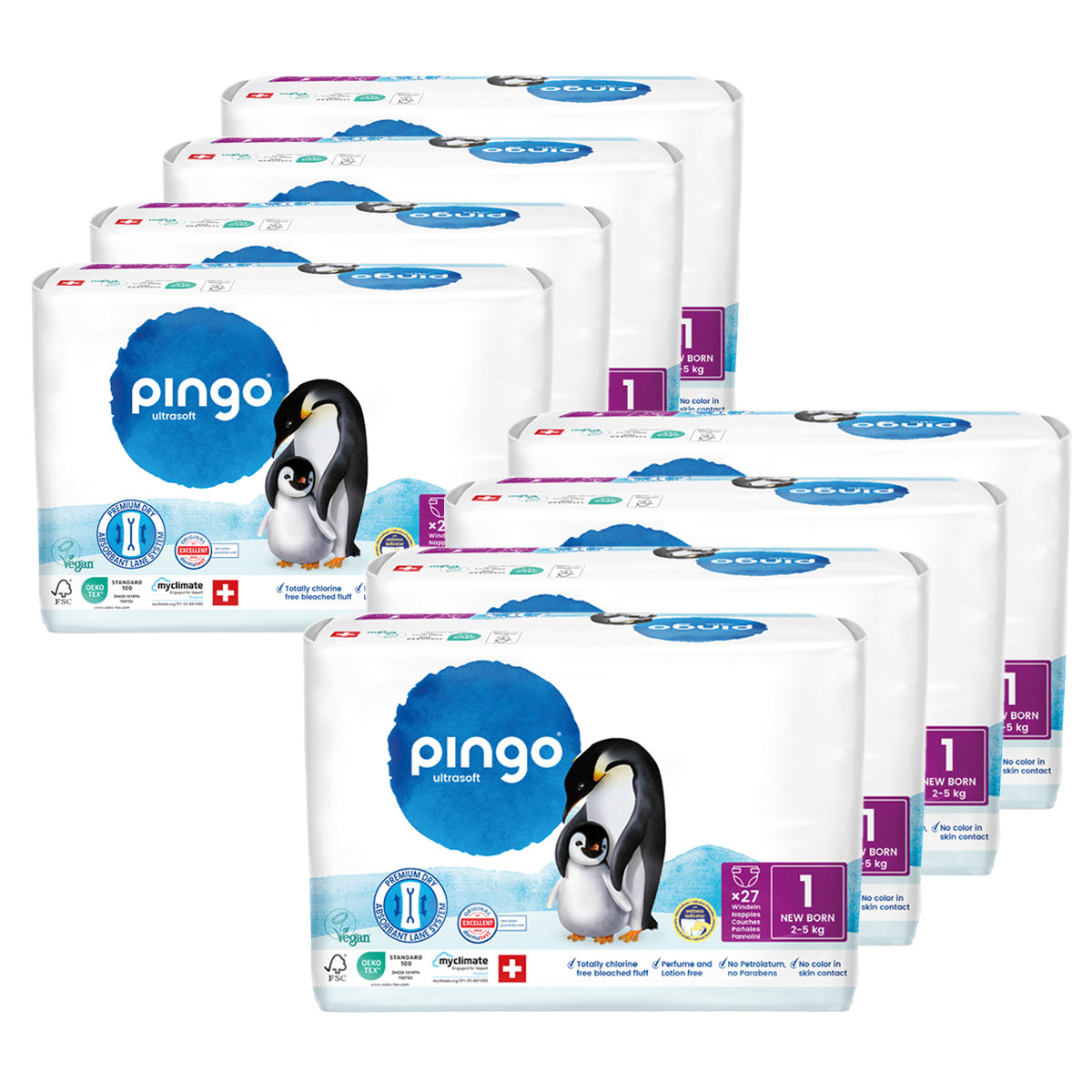 Pack de Fraldas Pingo T1 (recém-nascido) 216 Unidades