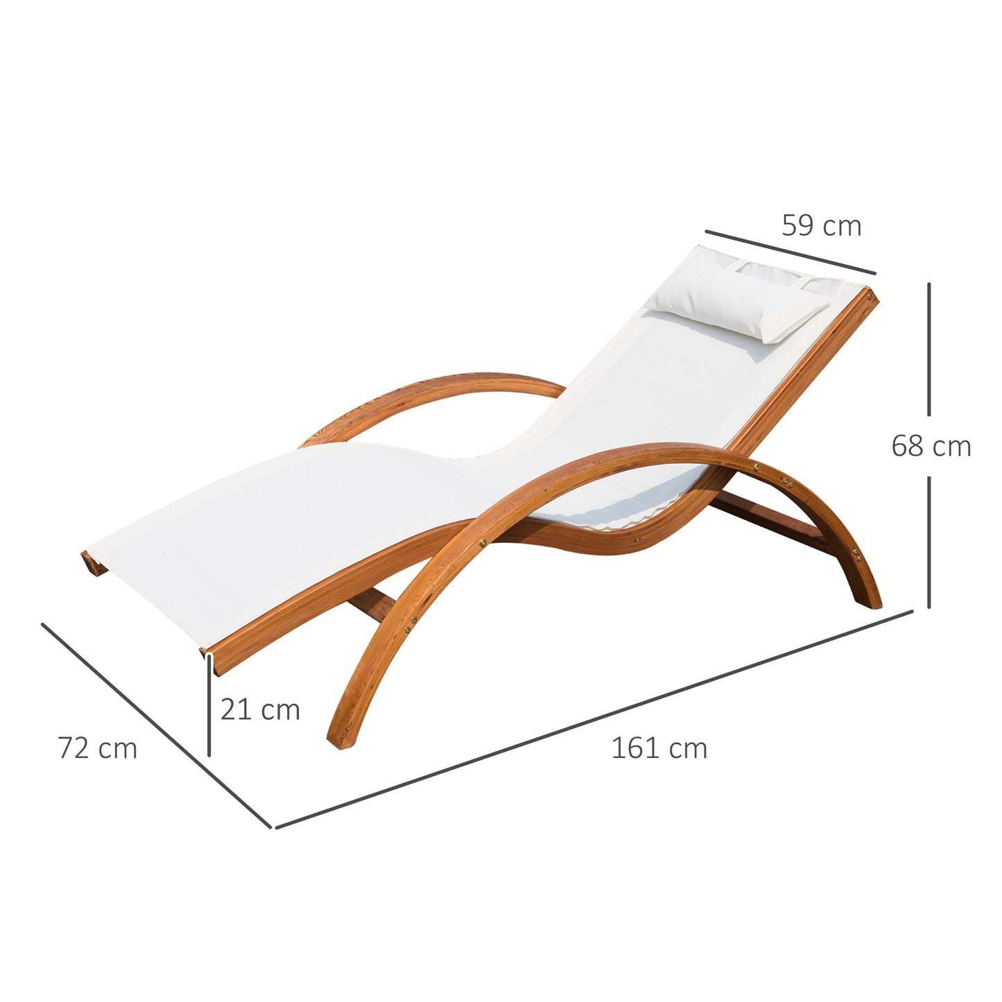 Outsunny Tumbona Tipo Hamaca Jardín Terraza Piscina O Patio 165x72x70cm Blanco_2