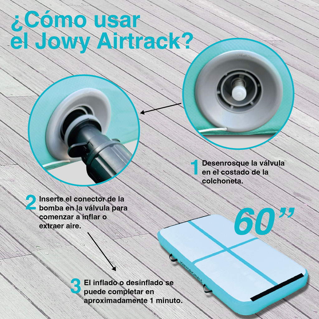 Airtrack 300x100x20cm Colchoneta Inflable, Color Azul