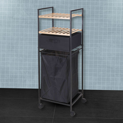 Well Home Estantería De Baño Con 2 Estantes + Bolsa De Lavandería En Poliéster De 40l, H.109cm_2