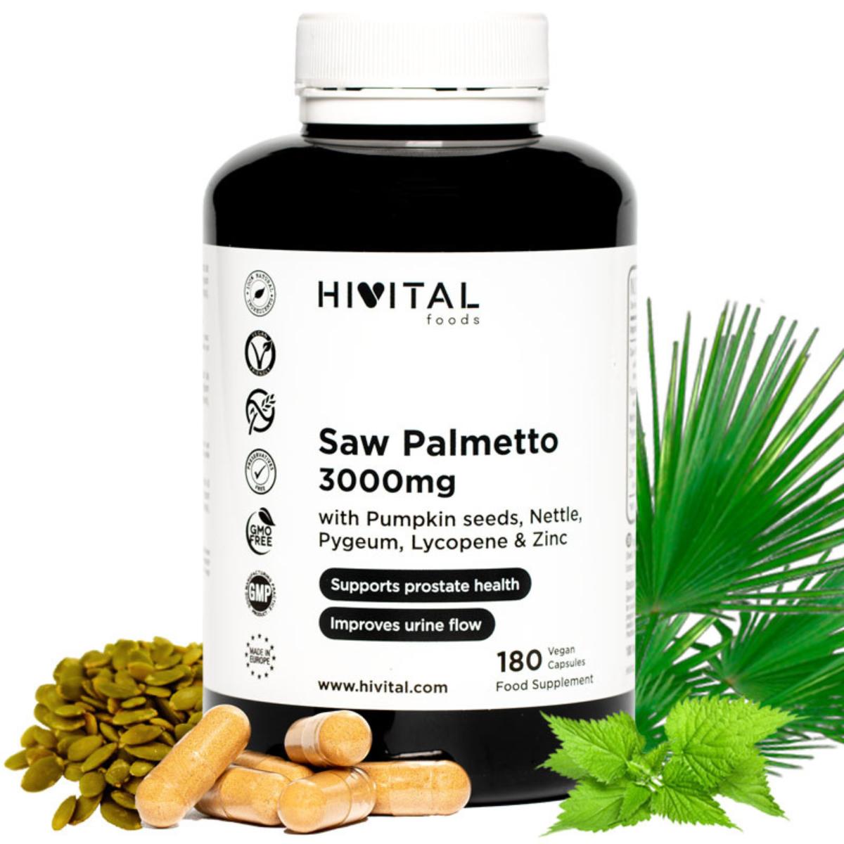 Saw Palmetto 3000 mg 180 cápsulas vegan Hivital