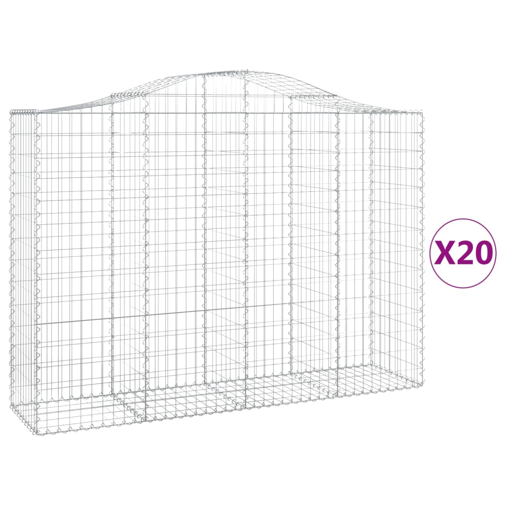 Cestas Gaviones 20 Uds Forma De Arco Hierro 200x50x140/160 Cm_0