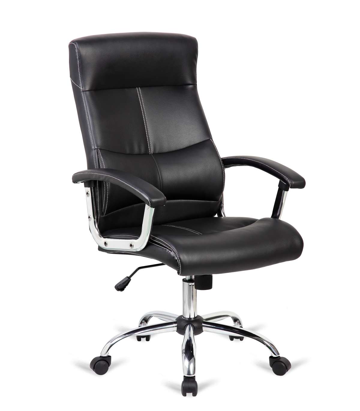 Silla De Oficina Manager Altura Regulable Acabado En Polipiel Negro. 63m(ancho ) 114/124cm_0