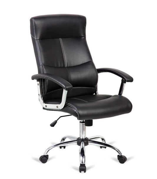 Silla De Oficina Manager Altura Regulable Acabado En Polipiel Negro. 63m(ancho ) 114/124cm_0