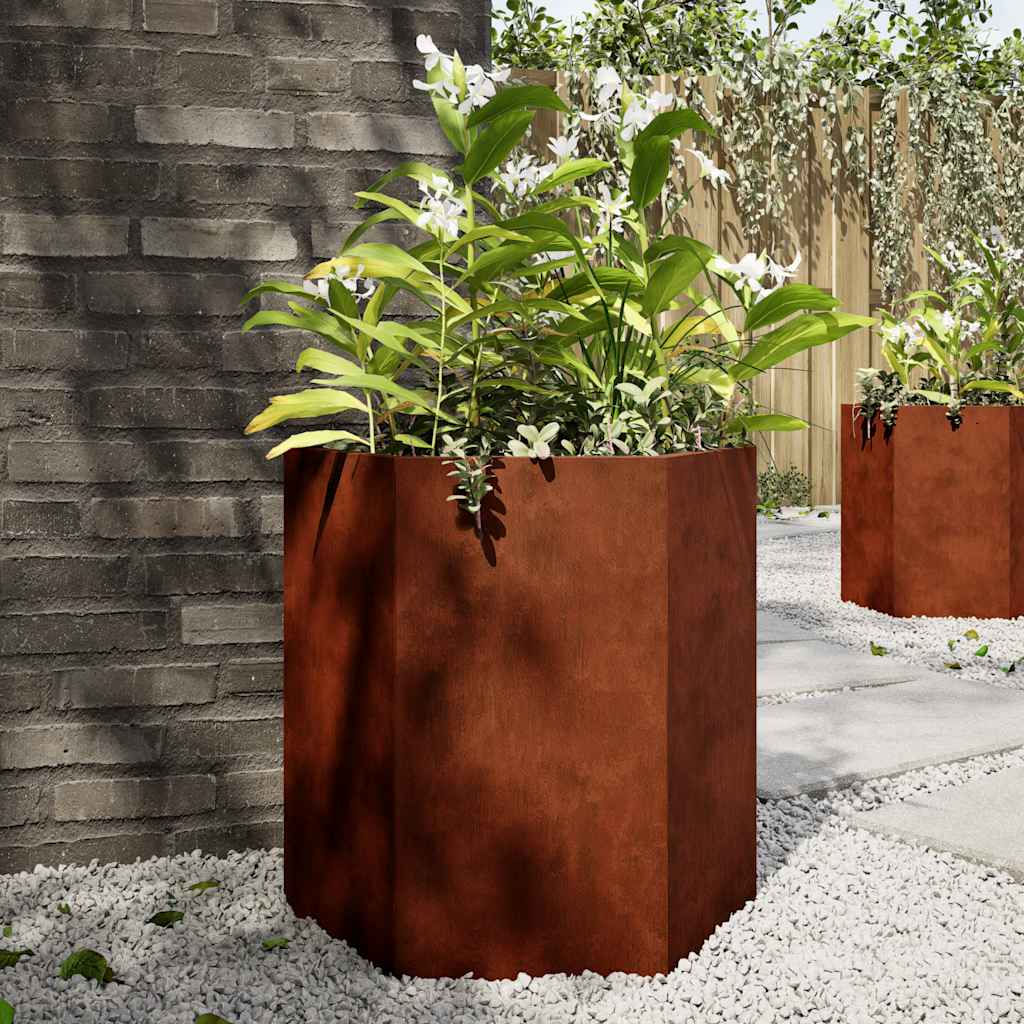 Jardineras Hexagonales 46x40x45 Cm Acero Desgastado_1