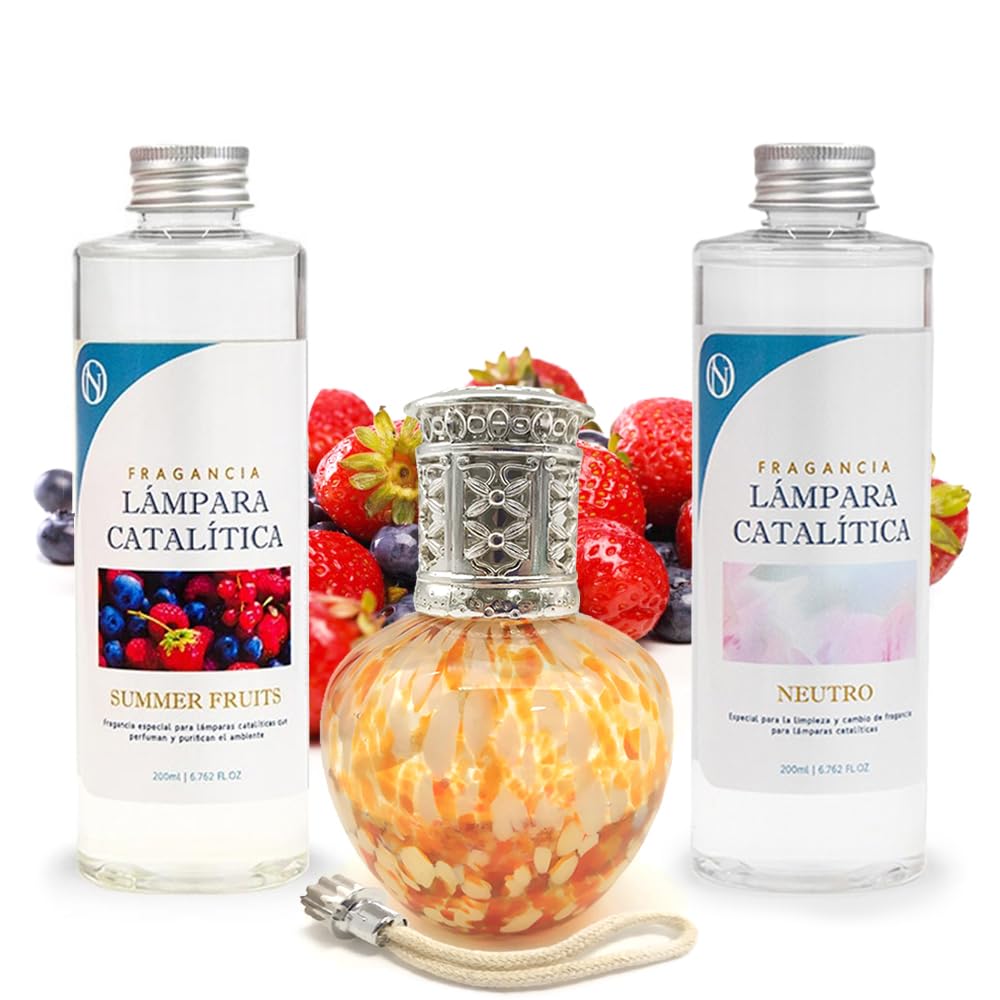 Pack Ahorro Lámpara Catalítica Drops Orange + Fragancia Summer Fruits 200ml + Limpiador Neutro 200ml + Mecha Repuesto_0