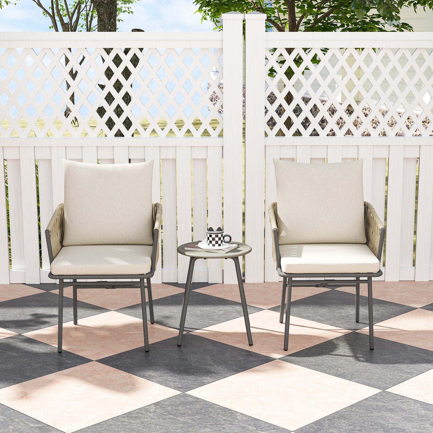 Outsunny Muebles De Jardín Con 2 Sillas Con Cojines Lavables Y Mesa Impermeable_3