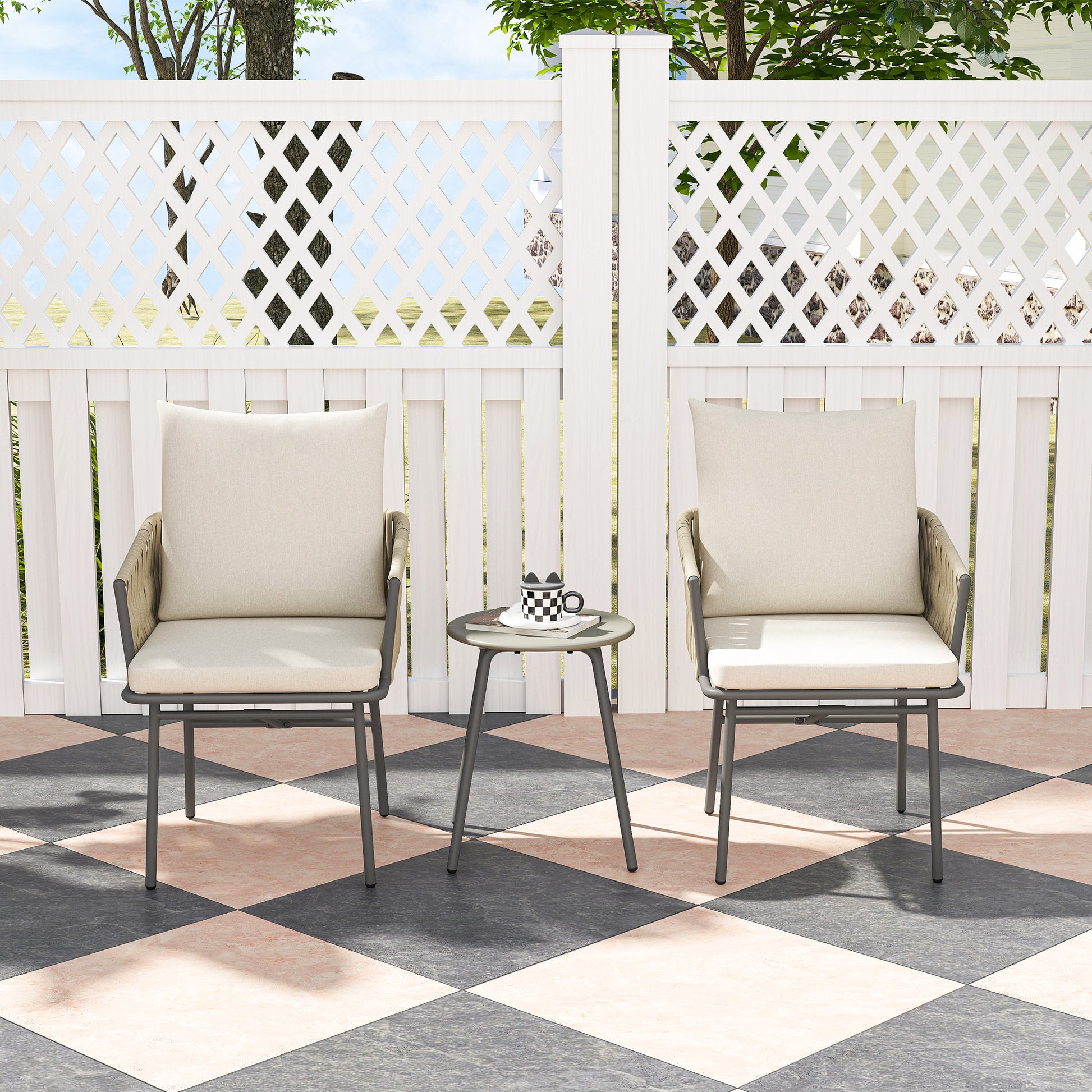 Outsunny Muebles De Jardín Con 2 Sillas Con Cojines Lavables Y Mesa Impermeable_3