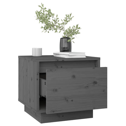 Mesita De Noche Madera Maciza De Pino Gris 35x34x32 Cm_1