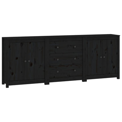 Aparador De Madera Maciza De Pino Negro 210x35x80 Cm_1