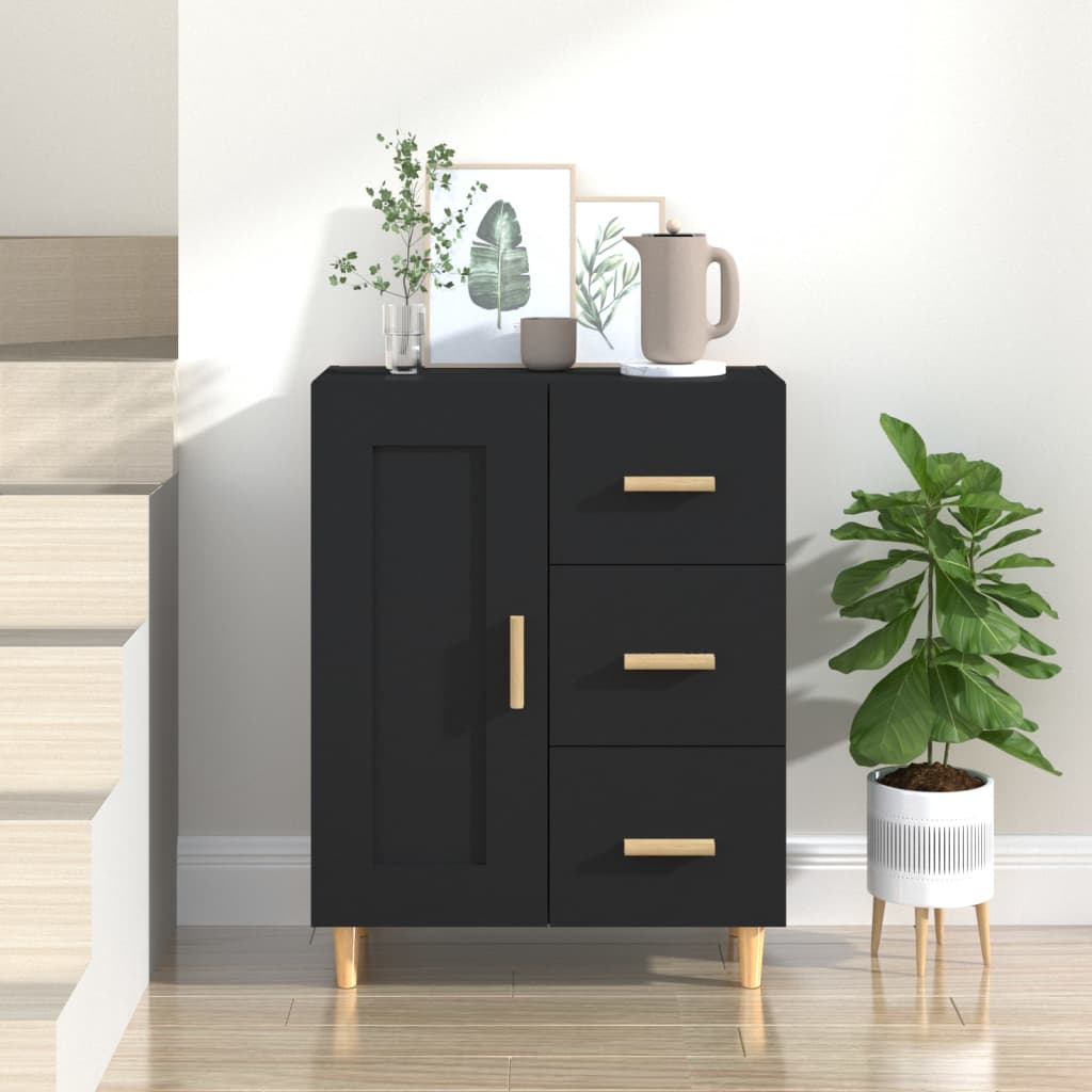 Aparador De Madera Contrachapada Negro 69,5x34x90 Cm / Vetonek_3