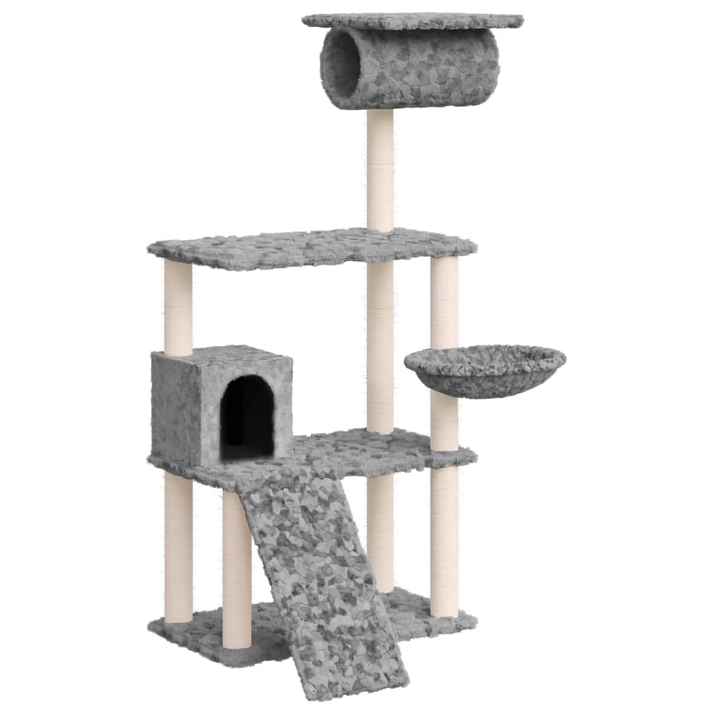 Rascador Para Gatos Con Postes De Sisal Gris Claro 131 Cm_0