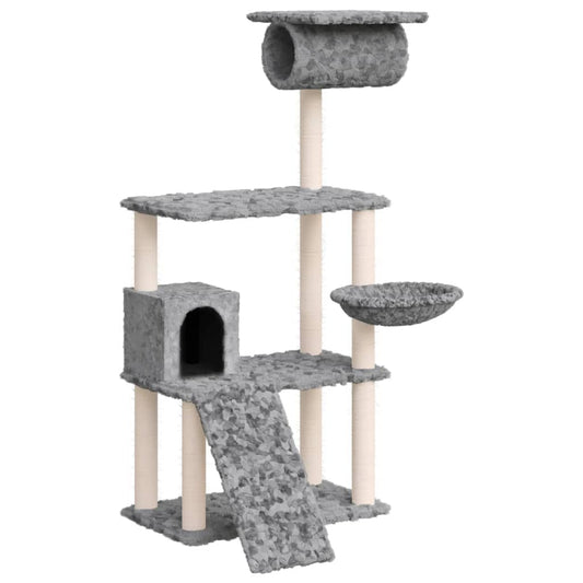 Rascador Para Gatos Con Postes De Sisal Gris Claro 131 Cm_0