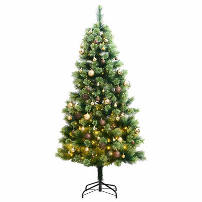 Vidaxl Árbol Navidad Artificial Con Bisagras 150 Led Y Bolas 120 Cm_0
