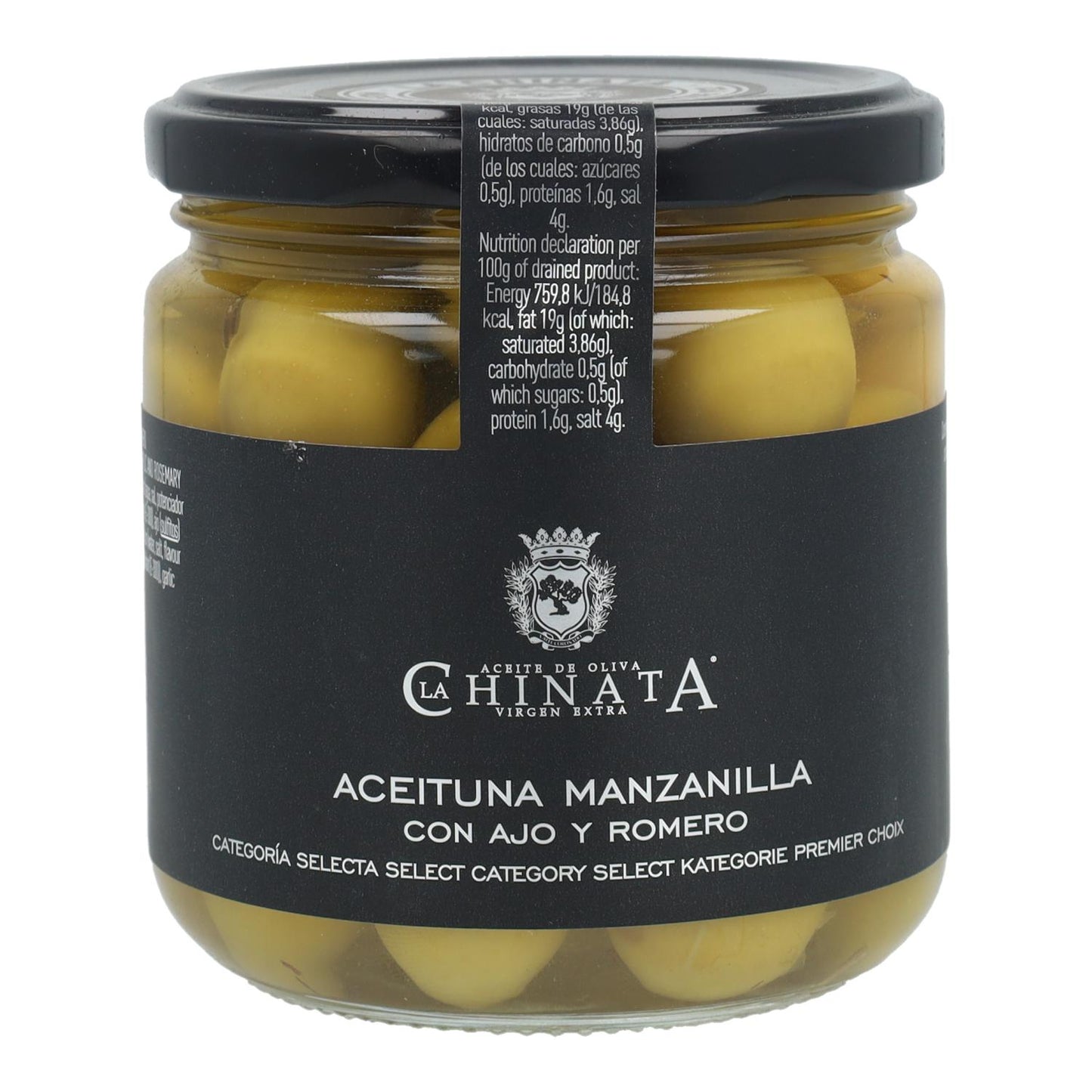 Azeitonas Manzanilla com Alho e Alecrim La Chinata 350 gr