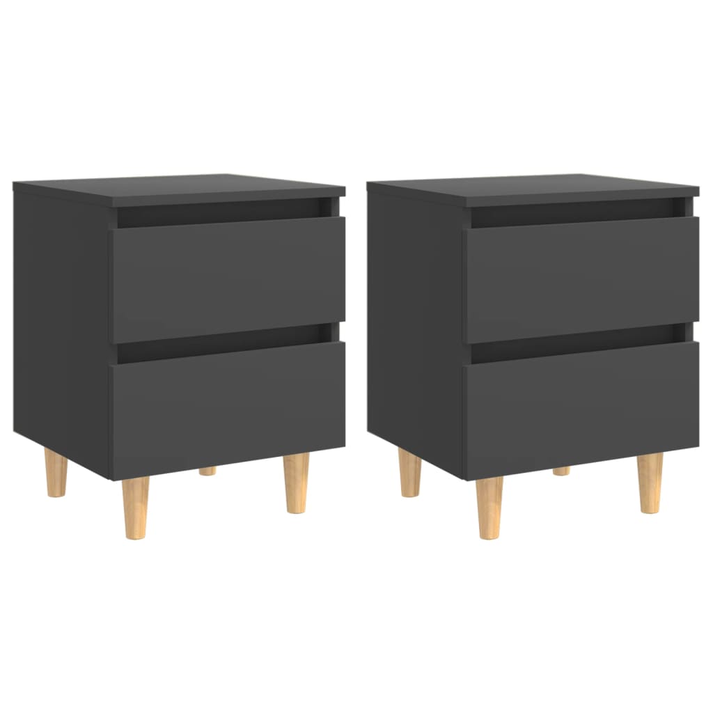 Mesitas De Noche 2 Uds Con Patas Madera Pino Gris 40x35x50 Cm_0