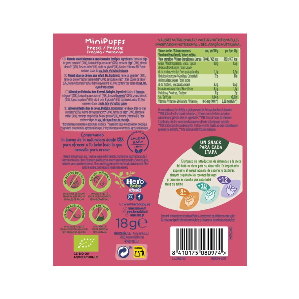 Pack de 7x Eco Morango Snacks 18 g - Hero Solo