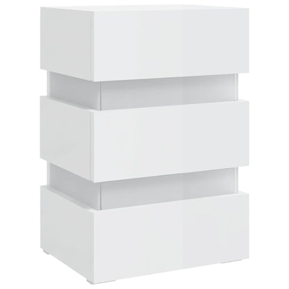 Mesita De Noche Led Madera Ingeniería Blanco Brillo 45x35x67 Cm_2