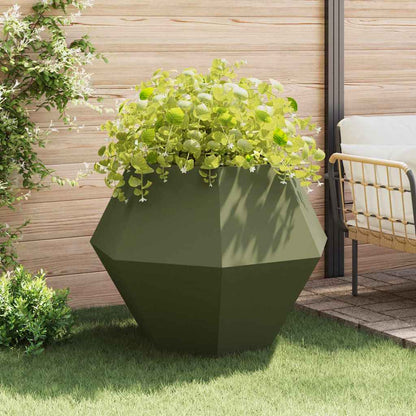 Jardinera 2 Uds. Verde Oliva 100 X 100 X 80 Cm Acero_3