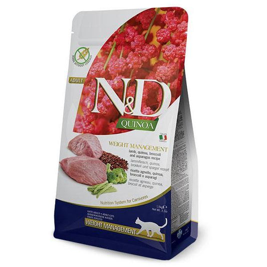 Ração para gatos ND Quinoa Weight Management Lamb Farmina 1,5 kg