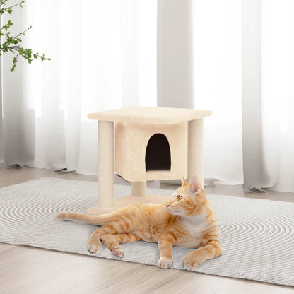 Rascador Para Gatos Con Postes De Sisal Crema 37 Cm_1
