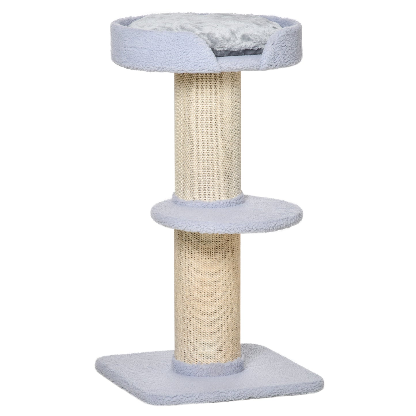 Pawhut Árbol Rascador Para Gatos Altura 91 Cm De 3 Niveles 45x45x91cm Azul Claro_0